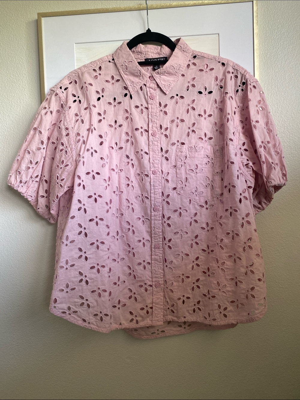 J. Crew Blush Eyelet Button-Up Shirt w/Tank